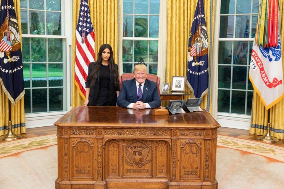  Donald Trump tweeted a picture from his meeting with Kim Kardashian inside the Oval Office at the White House in Washington DC on Wednesday