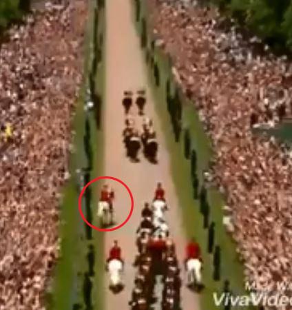  The white stallion shimmied away from the procession on the approach to Windsor Castle