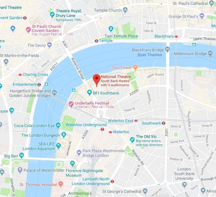  The man is said to have been stabbed on the theatre terrace, next to Waterloo Bridge