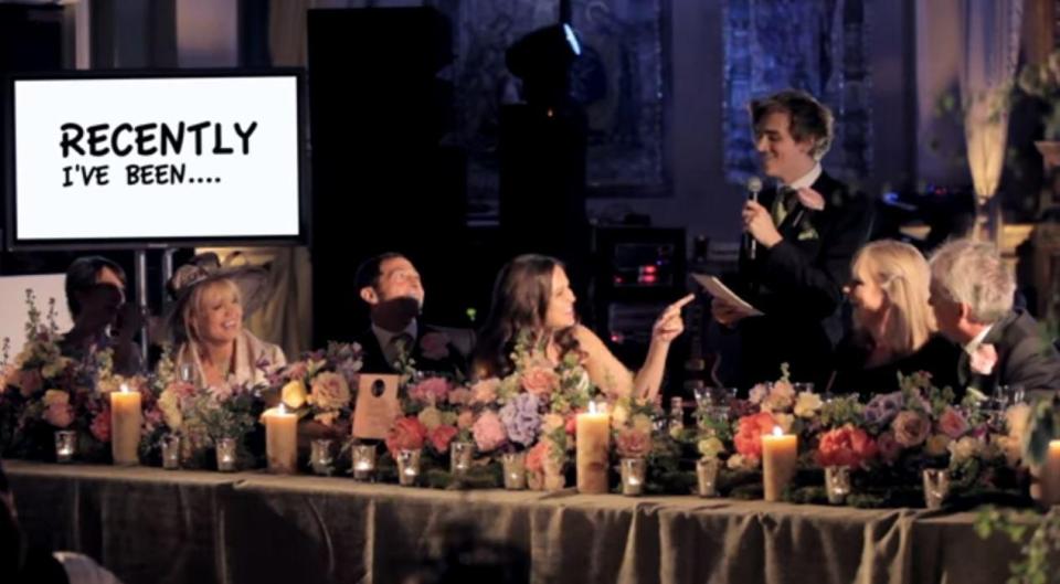  The video recreated Tom's own wedding and his speech - seen here in 2013