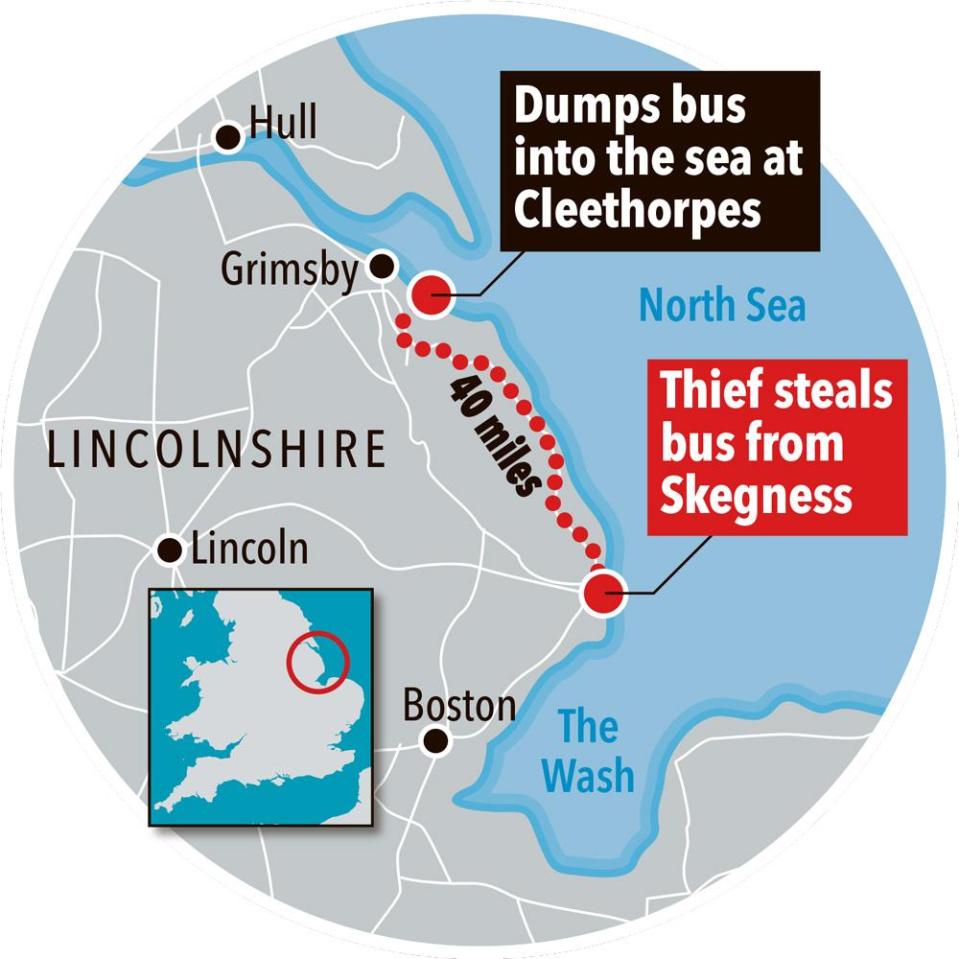  The non-standard route taken by the Dennis Dart coach before it was dumped in the sea