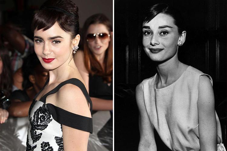  Lily Collins looks like the spitting image of Audrey Hepburn, who starred in the 1955 classic Breakfast At Tiffany's