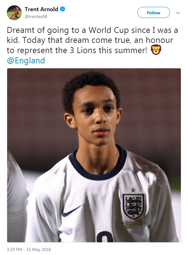  Trent Alexander-Arnold is Gareth Southgate's wildcard for this summer's tournament - and today his dreams came true