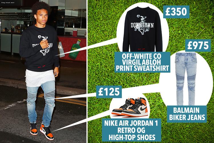 Leroy Sane spotted leaving his hotel in Manchester wearing Off-White and Balmain