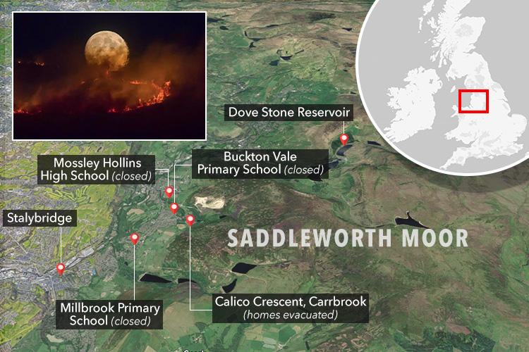 The area has been left in devastation by the blaze, with various schools closed and homes evacuated 