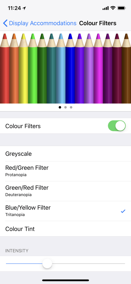  You can access the iPhone colour filters via the settings menu