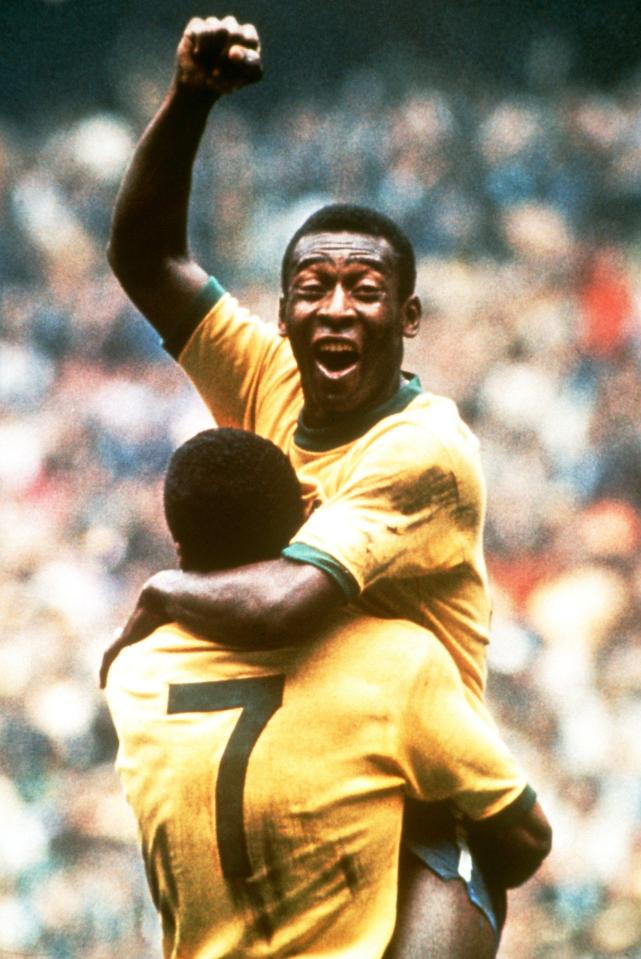  Pele's celebrates scoring in Brazil's World Cup final win over Italy in 1970