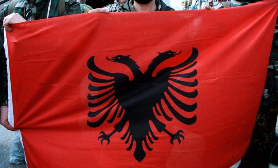  The Albanian flag features a black two-headed eagle on a red background