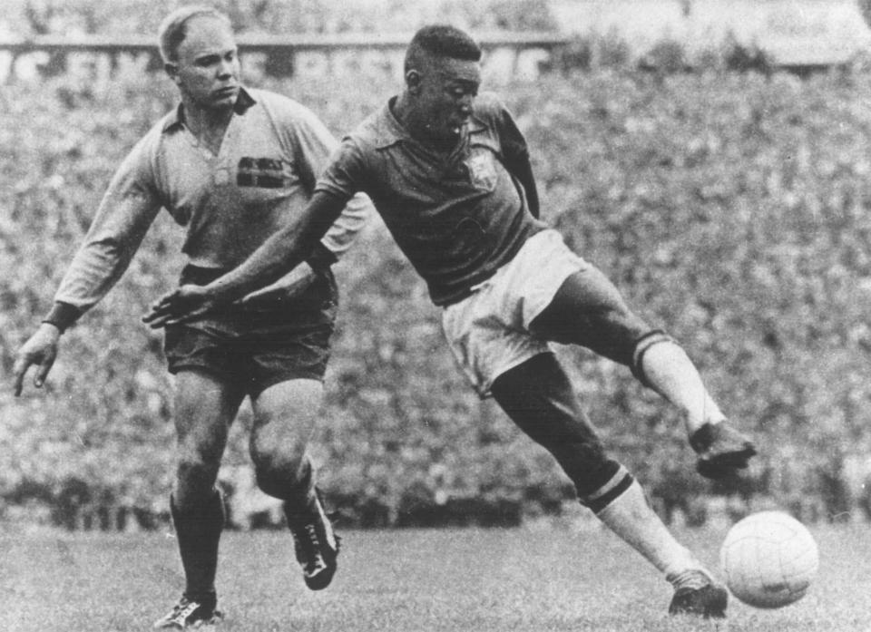 Pele scored twice against Sweden in the 1958 World Cup final, in a 5-2 win