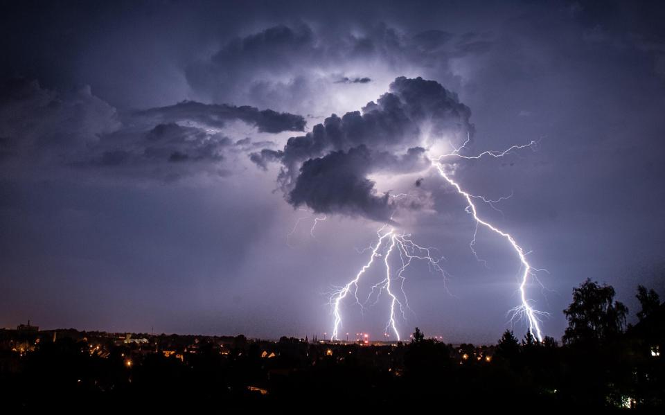 Eastern Europe could experience daily thunderstorms like this one seen over Goerlitz, eastern Germany