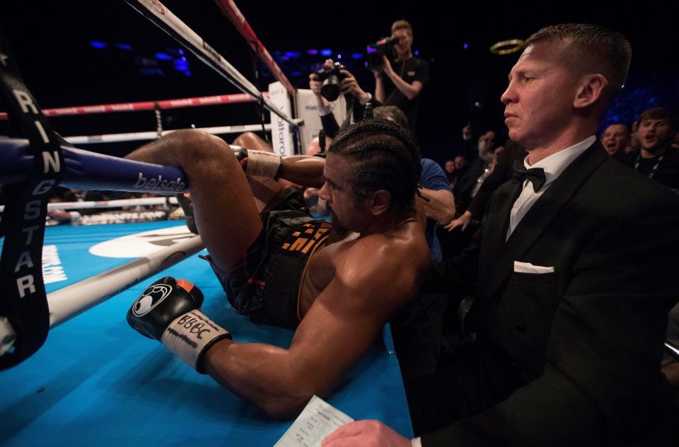  A crushing achilles injury forced Haye's corner to throw in the towel in his first meeting with Bellew