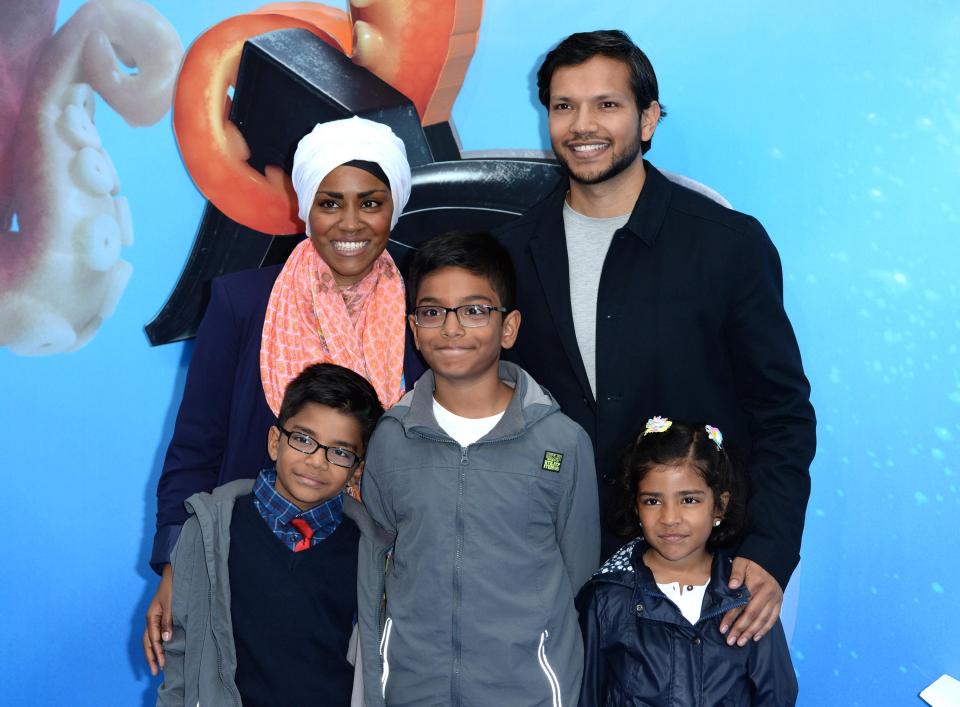  (L-R) Nadiya Hussain with her husband Abdal and children Dawud, Musa and Maryam