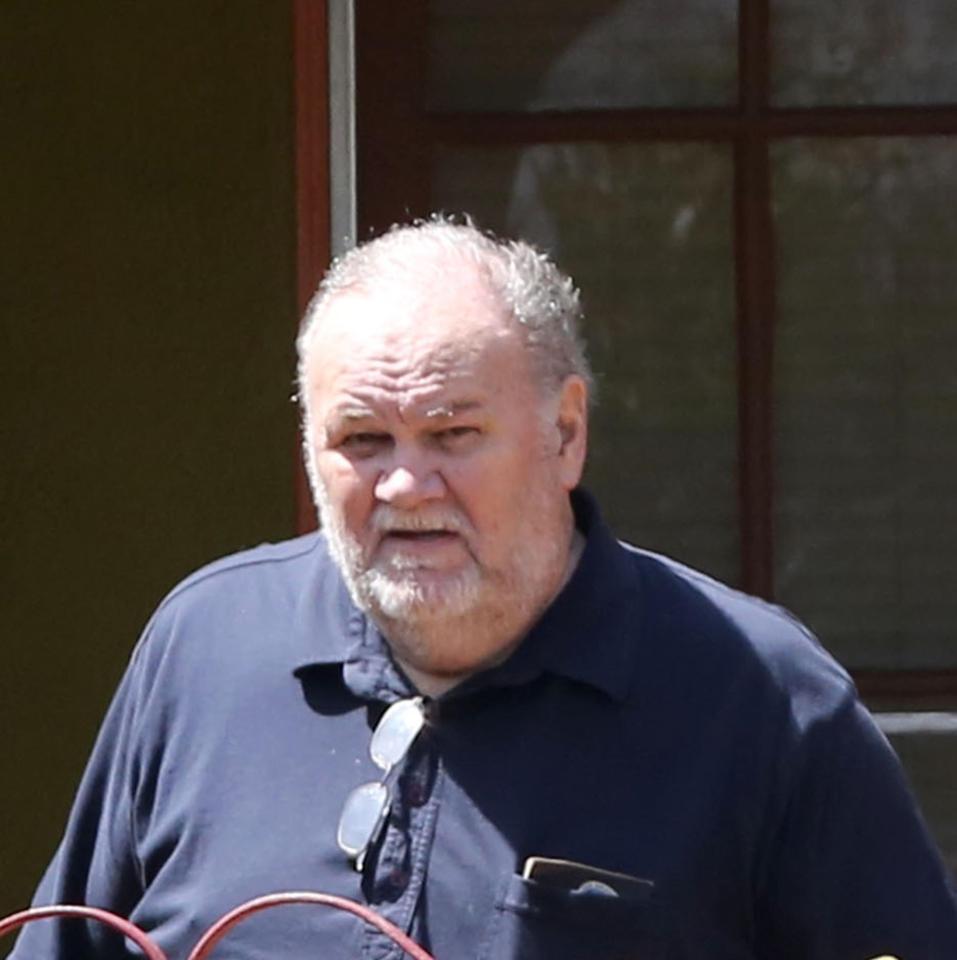 Thomas Markle Sr drops flowers off at Meghan's mother Doria Ragland home days before the Royal Wedding