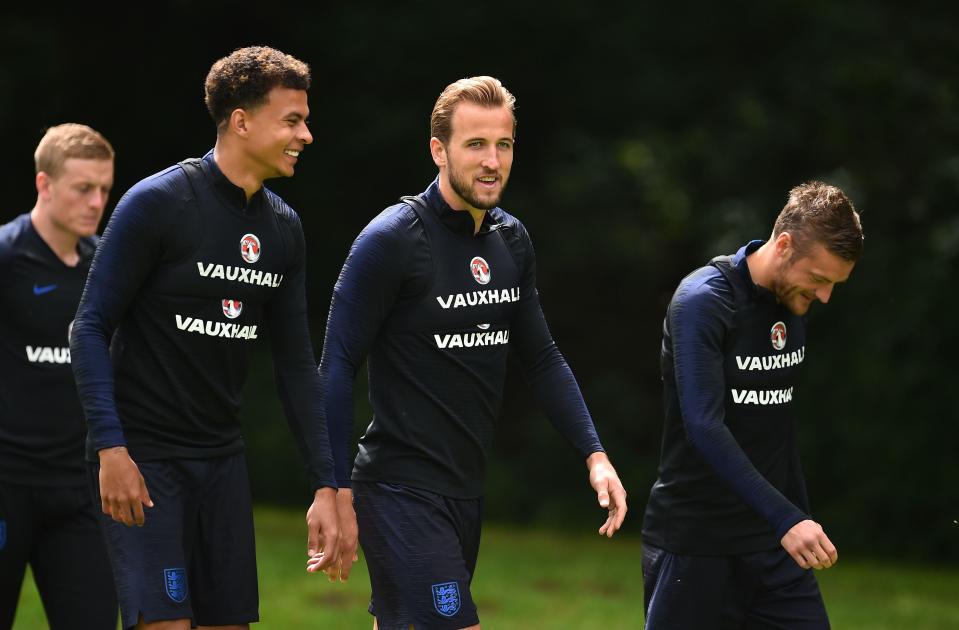 England players in training ahead of World Cup opener against Tunisia