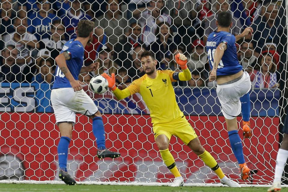  Hugo Lloris was at fault for Italy's goal in Nice last week