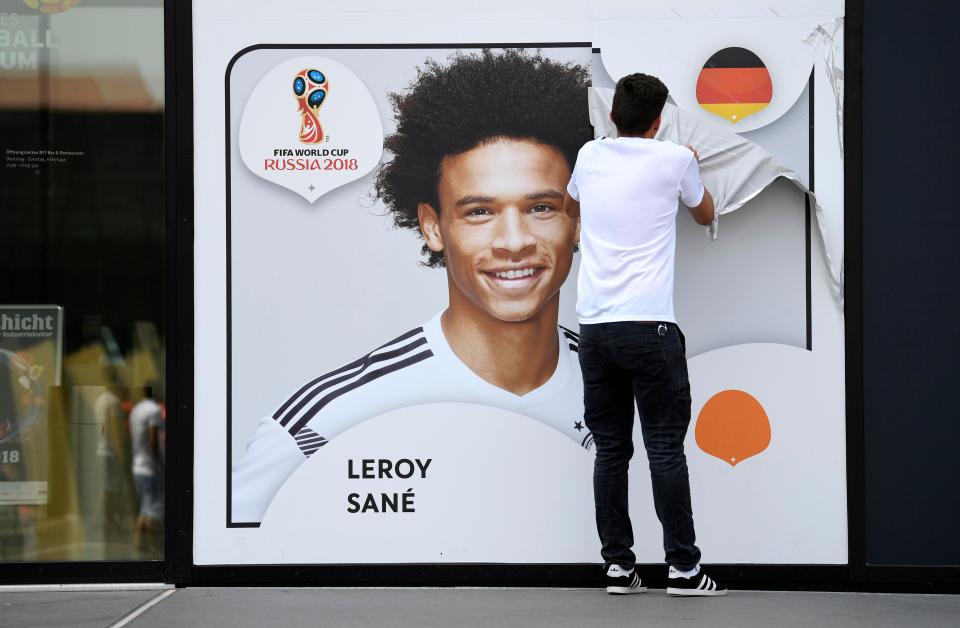 Sane's 2018 World Cup poster was removed after his shock omission