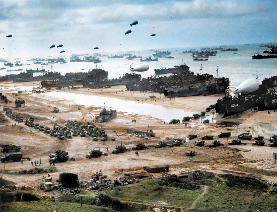  The astonishing scale of the invasion can be seen in this image taken of the American forces arriving on Utah Beach