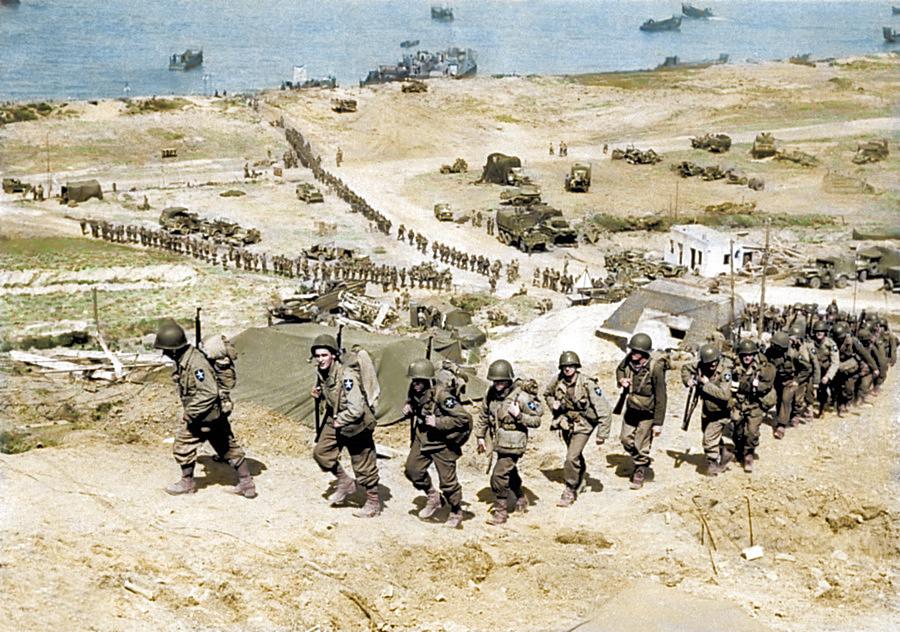  Reinforcements arrive by sea to bolster U.S. troop numbers on the Normandy front