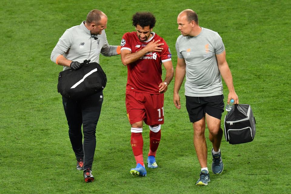  Liverpool and Egypt talisman Mo Salah dislocated his shoulder in the challenge