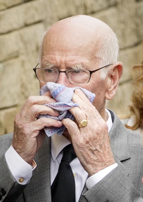  Bobby Charlton leaves the Huddersfield Crematorium after the funeral of fellow 1966 World Cup winner Ray Wilson