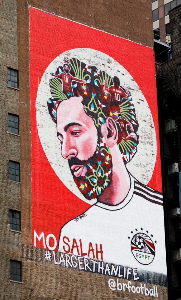  A huge Mo Salah mural has been painted in New York's Time Square