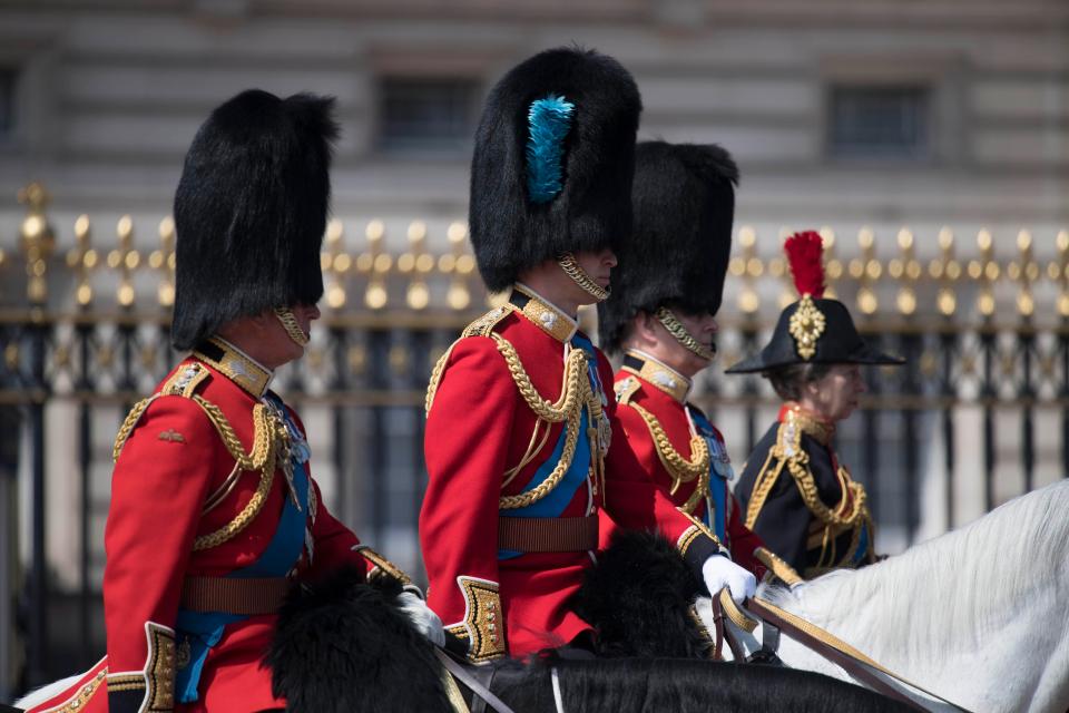  The Royals at the ceremony today (pictured left to right: Prince Charles, Prince William, Prince Andrew and Princess Anne)