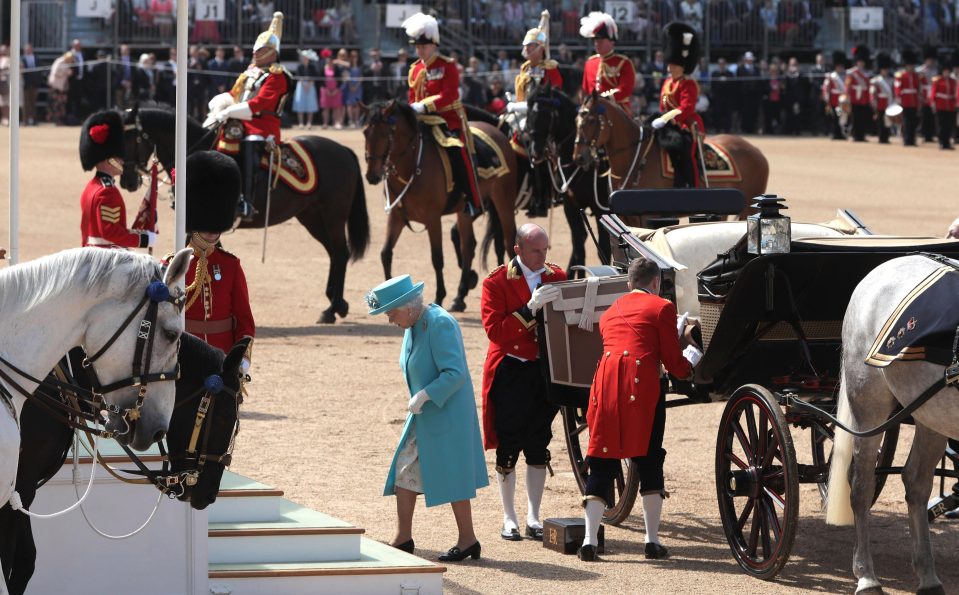  The Queen at the Royal Horseguards during the ceremony to mark her official birthday today