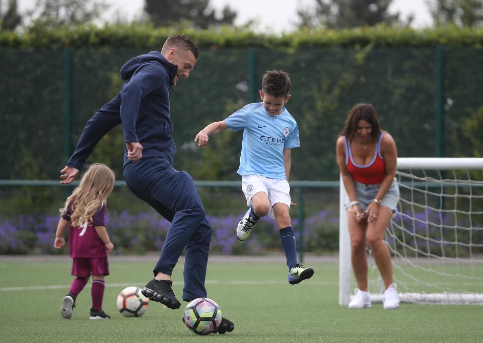  The 31-year-old looked happy as he played with his family