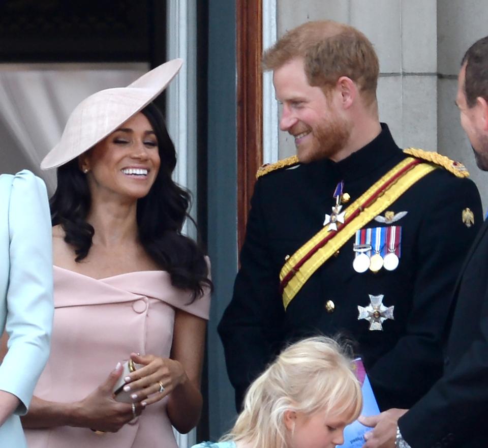  Newlyweds Meghan and Prince Harry beamed during the flypast