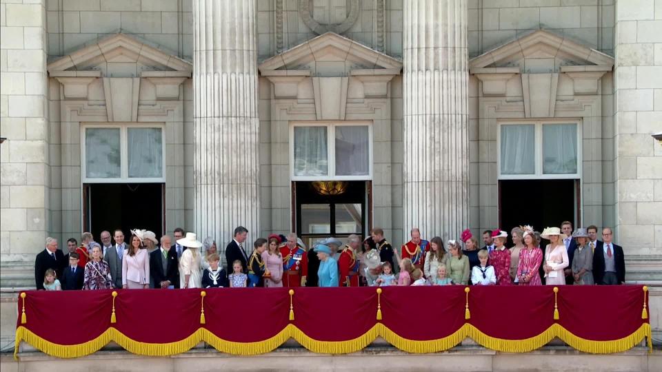  The royals congregated on the balcony of Buckingham Palace