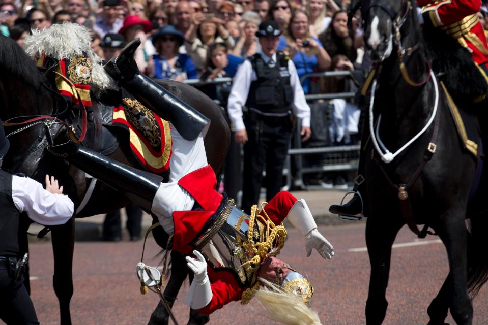  Field Marshal Lord Guthrie fell from his during celebrations for the Queen's official birthday