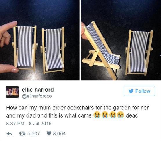  These deckchairs are perfect for a doll's house... but weren't quite what the shopper was after