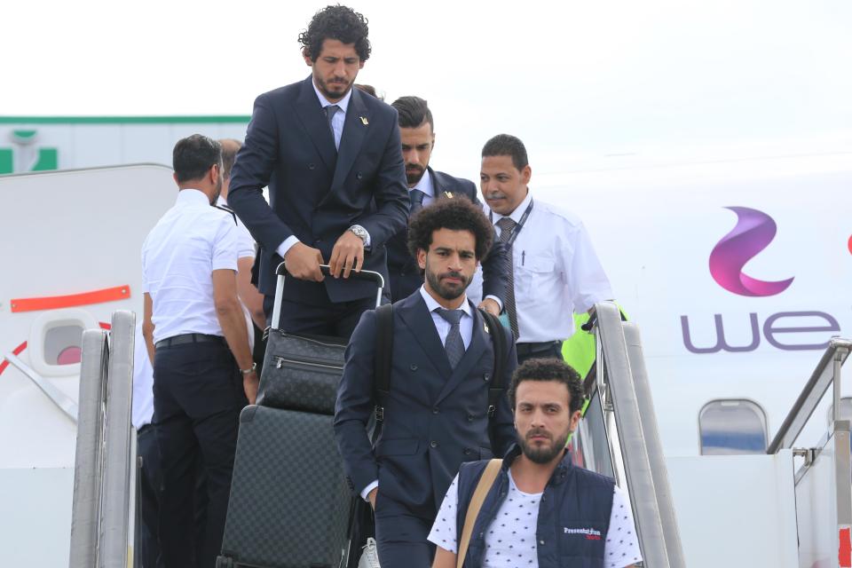  Salah arrived in Russia with his Egyptian teammates on Sunday