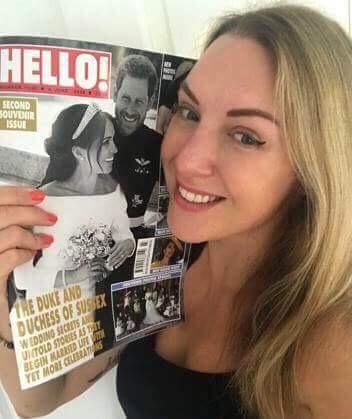  Tracy loves her new nose - here she is pictured with a copy of Hello featuring Meghan