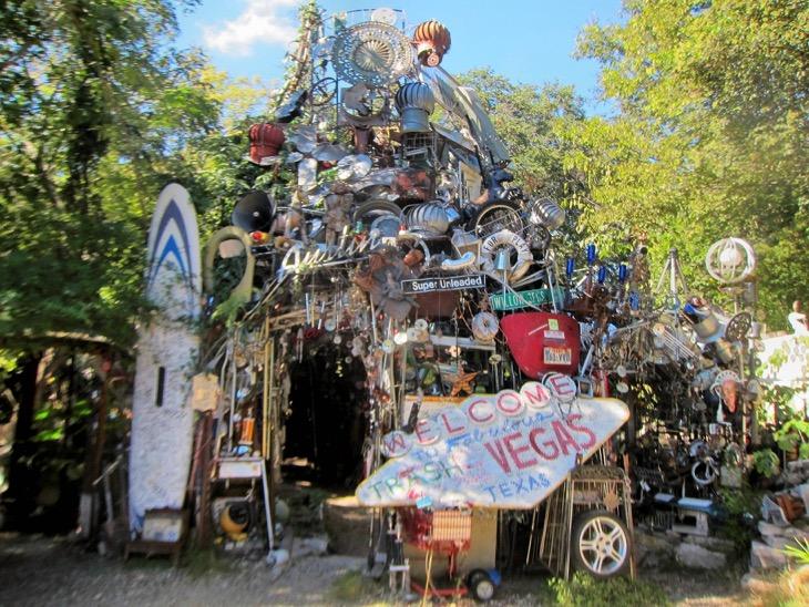  There's even a park handed over to graffiti artists and a three-storey, 60-ton Cathedral of Junk made from hubcaps, motorbikes, computers, TVs and hundreds of bicycles