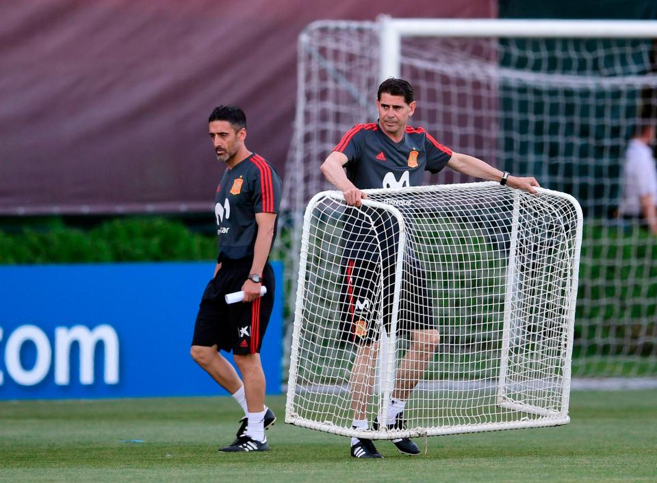  Fernando Hierro was ready to much in as he took Spain training for the first time