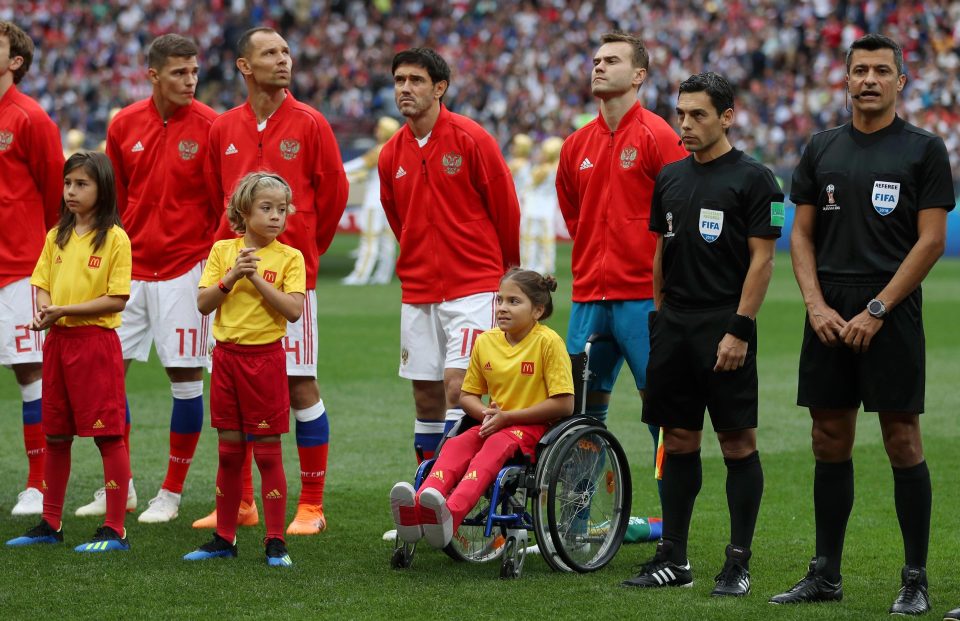 Mascots chosen in Russia get to walk out and experience the anthems