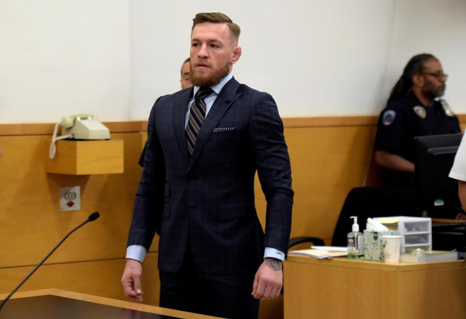 McGregor appears in Brooklyn Supreme Court during a hearing over his assault charges