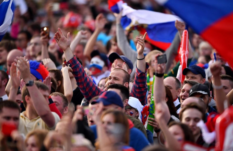  Russia fans were in full voice for the whole length of the match