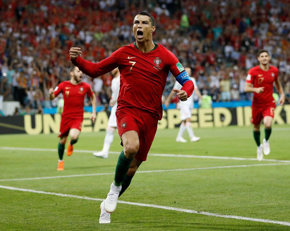  Cristiano Ronaldo celebrates opening scoring against Spain