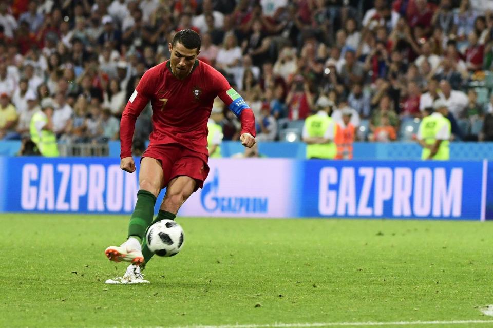  Cristiano Ronaldo scored a stunning late free-kick to equalise and complete his hat-trick as Portugal clawed their way back to 3-3