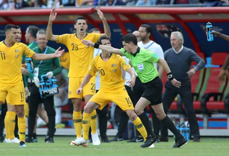  Australia players were furious with the decision to award France a penalty