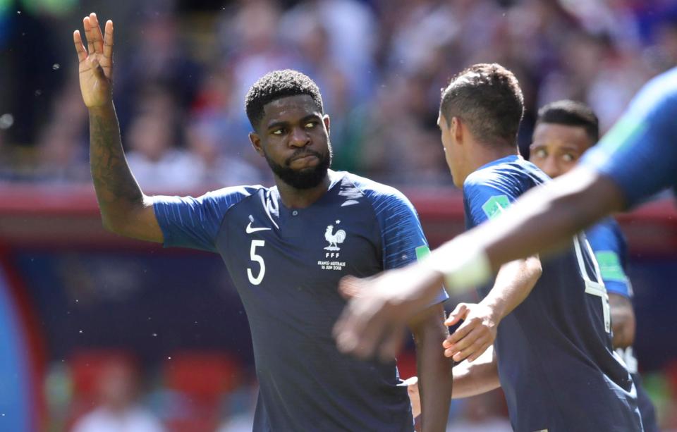  Samuel Umtiti has been blasted for his moment of madness against Australia