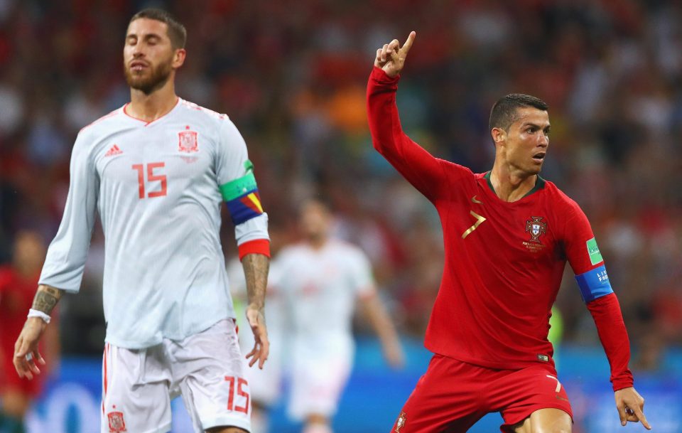  Spain's Sergio Ramos and Portugal's Cristiano Ronaldo are neck and neck