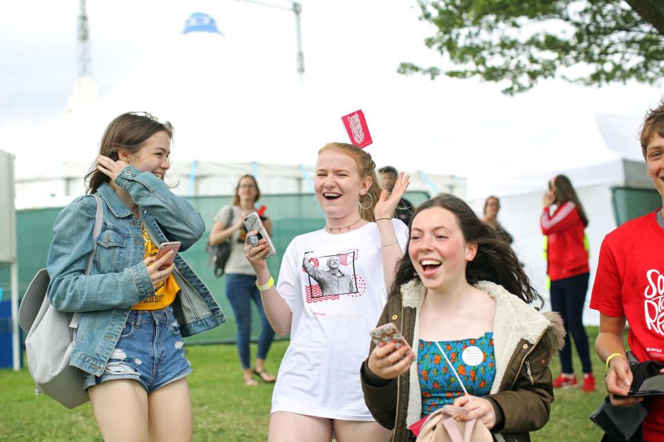  Excited teens (about two dozen) went wild for Declan McKenna