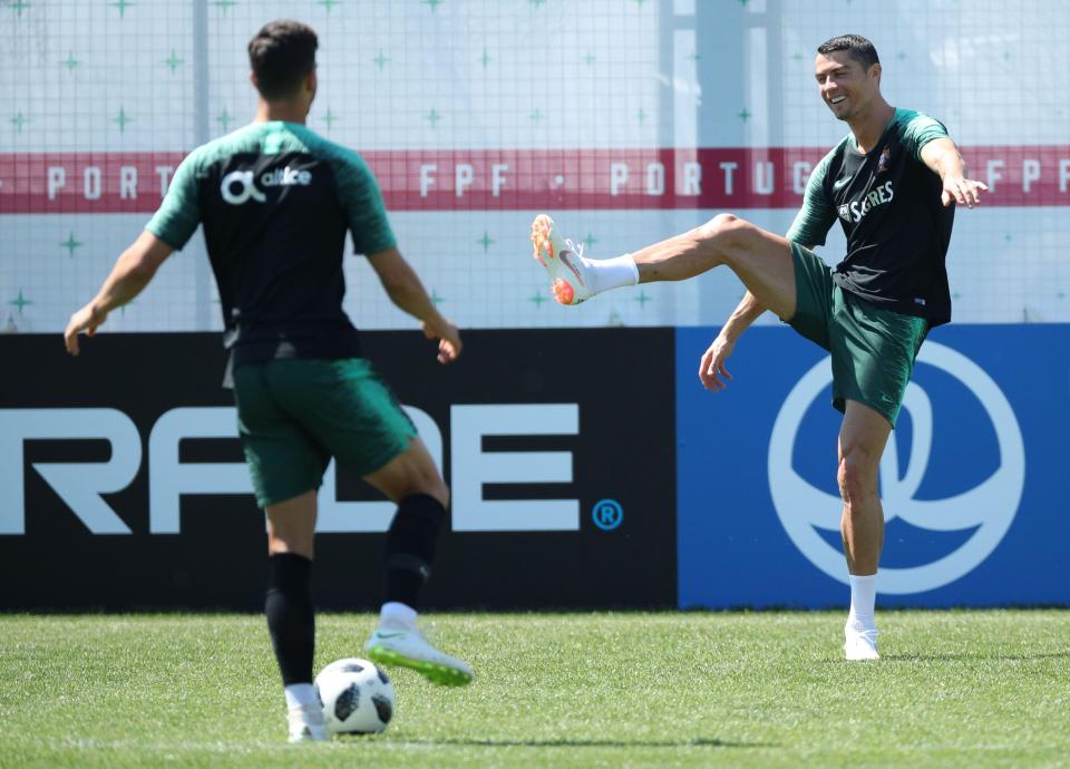  Ronaldo is all smiles as he sits comfortably at the top of the Golden Boot standings