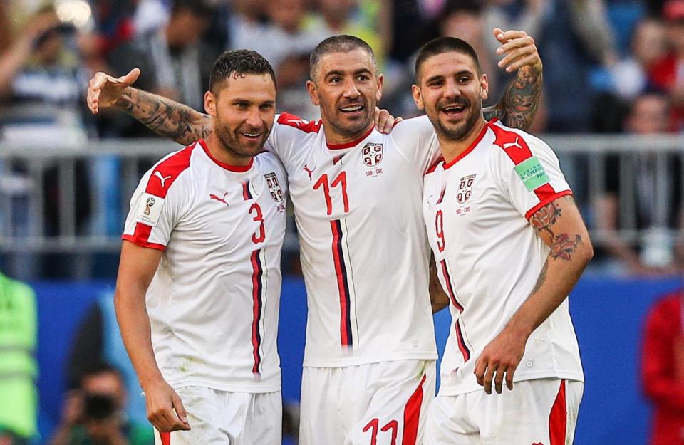  Serbia trio Dusko Tosic, Aleksandar Kolarov and Aleksandar Mitrovic