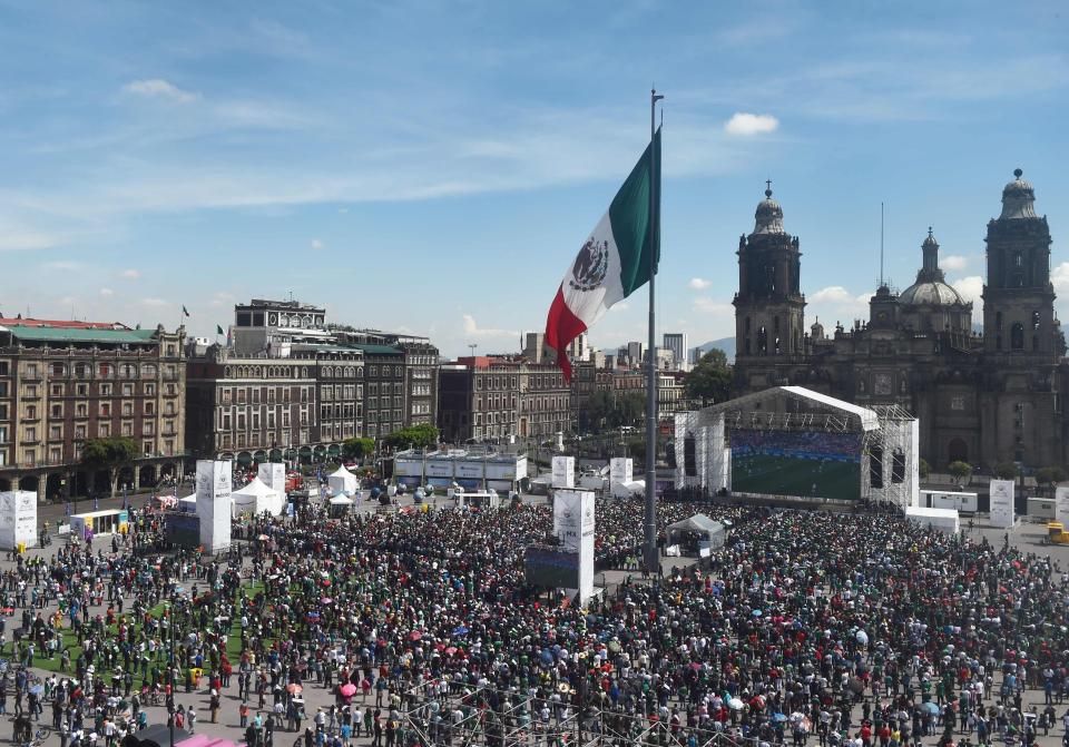  Hundreds of supporters were at Zocalo square to watch the match on a big screen