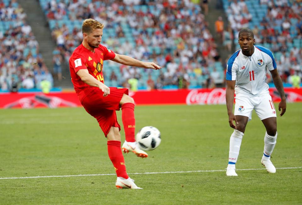  Napoli star Dries Mertens opened the scoring with an emphatic volley to give Belgium the lead