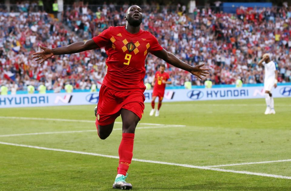  Lukaku wheels away in delight after scoring to make it 3-0 to Belgium